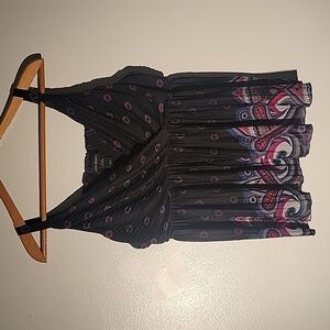 Lane Bryant Women's Babydoll Black with Colorful Pattern Top, Size: 22/24